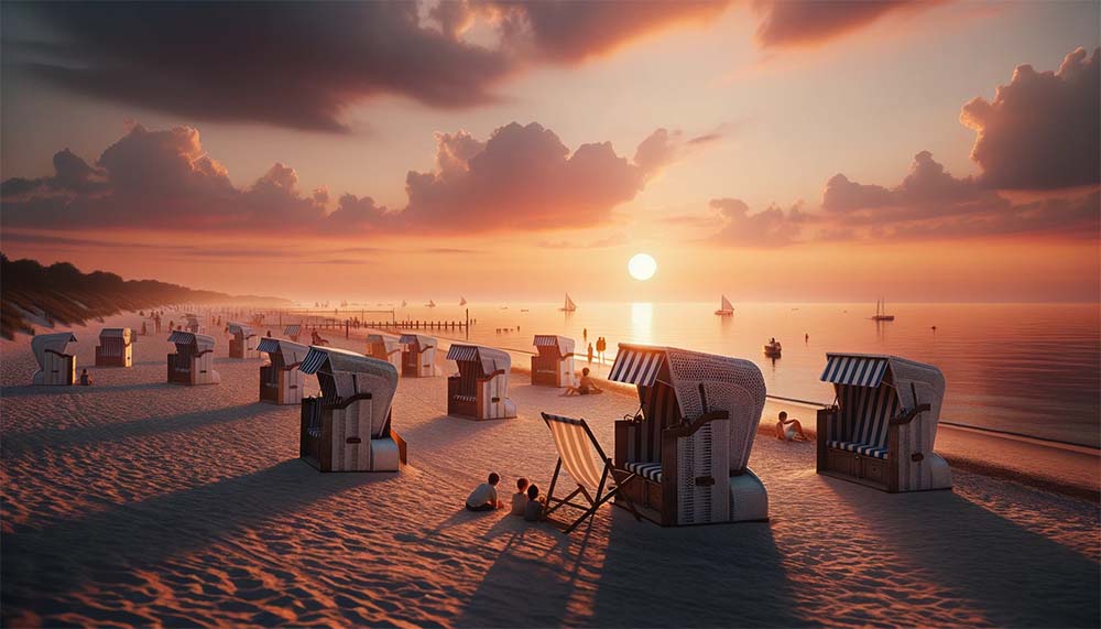 Strandstimmung und Sonnenuntergang erzeugt mit DALL-E 3