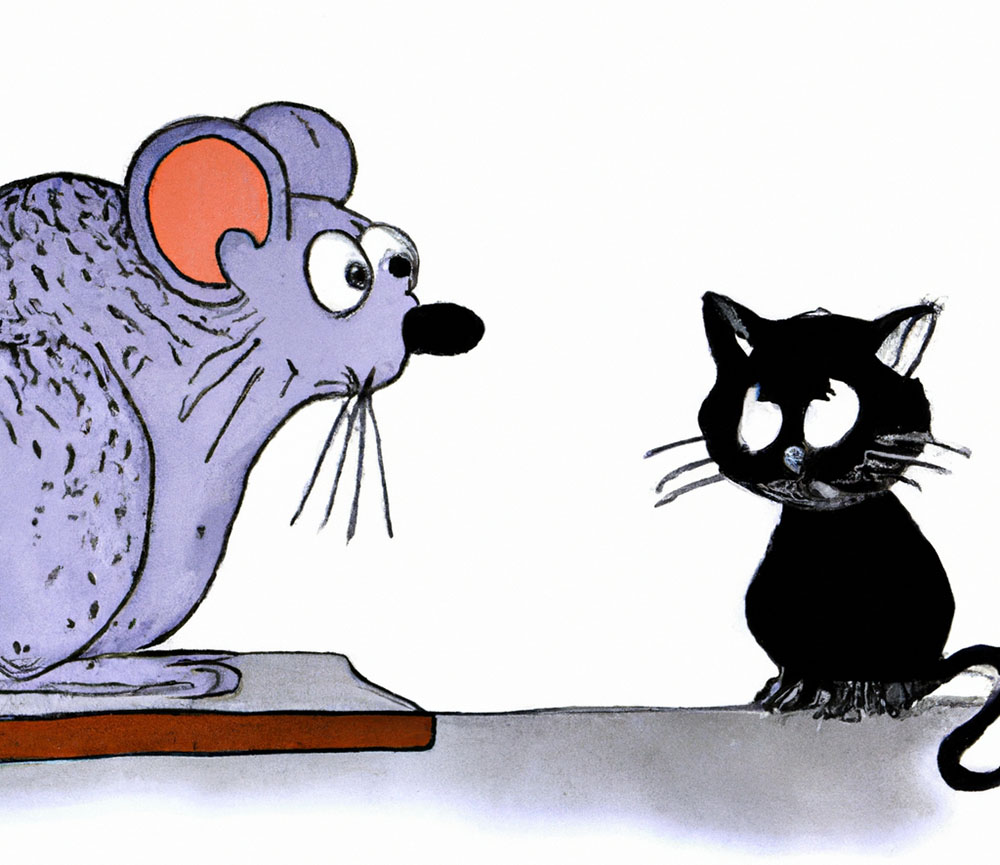 Zeichnung Katze und Maus