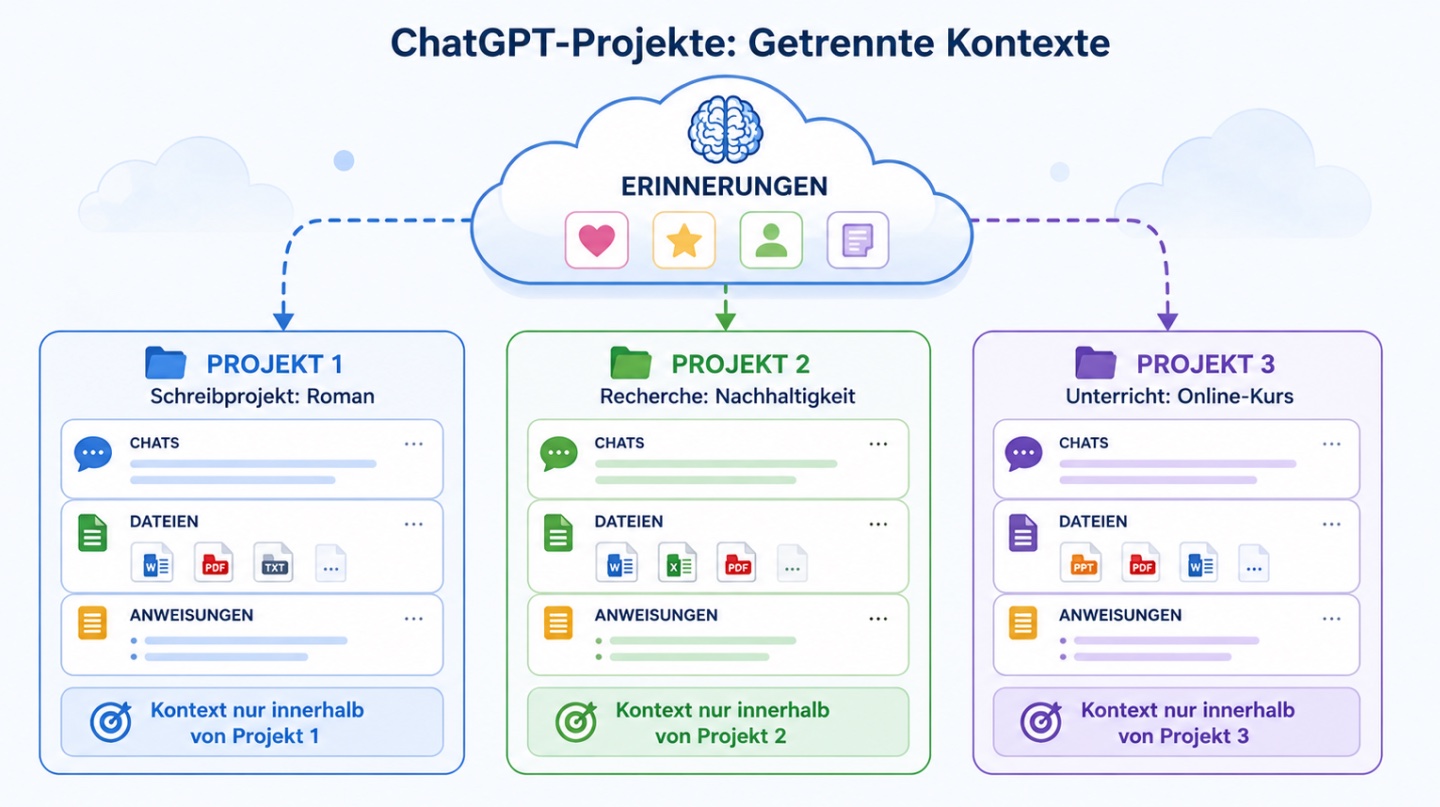 Schaubild ChatGPT Erinnerungen und Projekte