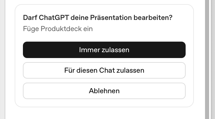 ChatGPT Powerpoint - Auswahl der Bearbeitung
