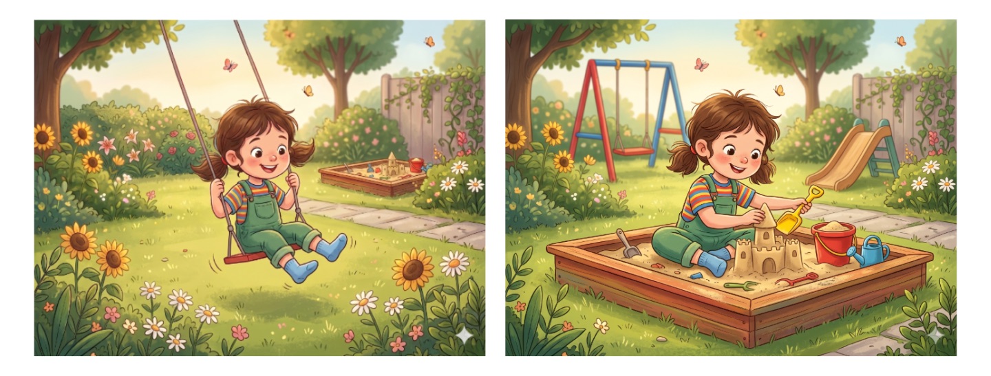 KI-Bild Kinderbuch Kind im Sandkasten