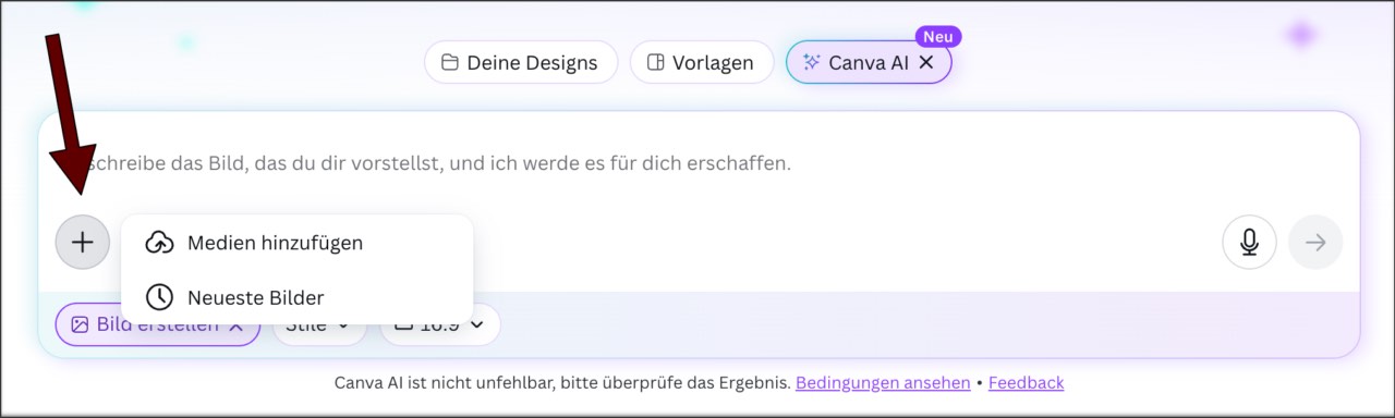 Screenshot Canva Bild bearbeiten