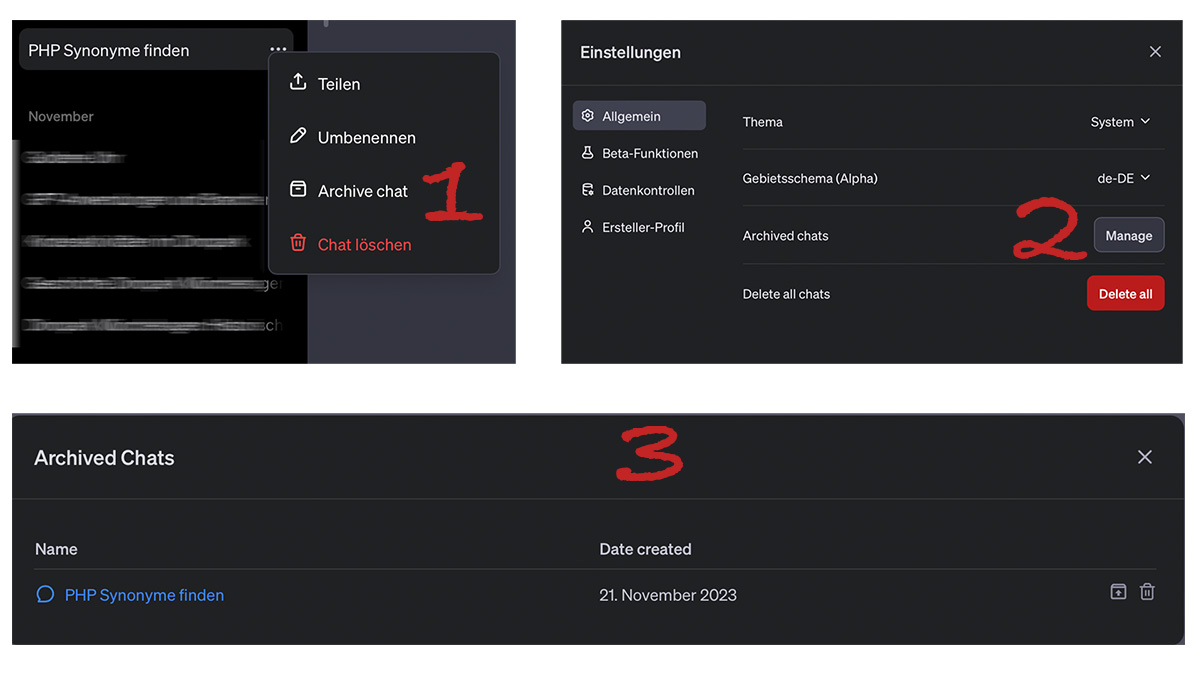 ChatGPT: Chat archivieren