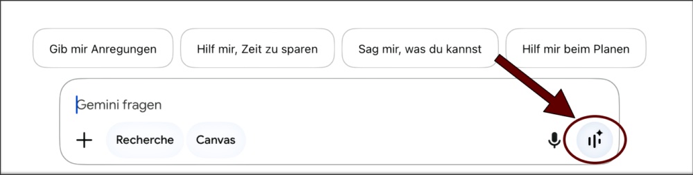 Screenshot Gemini Live aktivieren