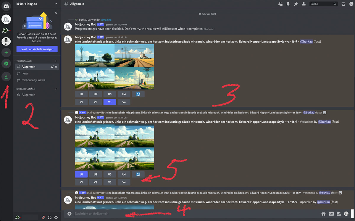 Screenshot Discord, Midjourney