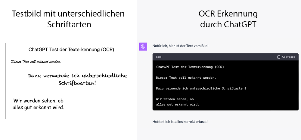 Screenshot, Texterkennung ChatGPT