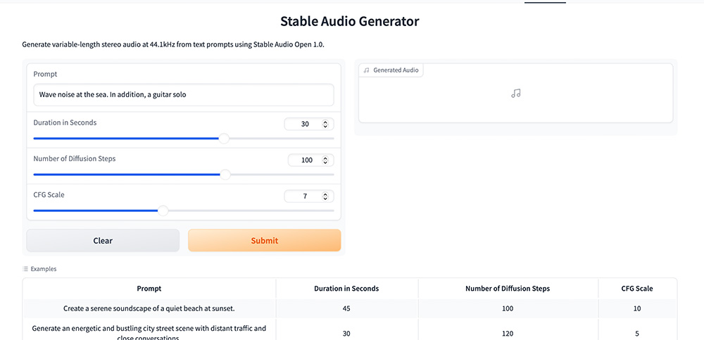 Screenshot: Stable Audio Open