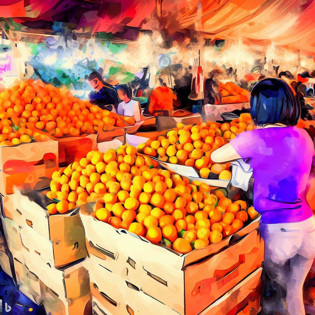 KI-Bild: Orangen auf dem Markt