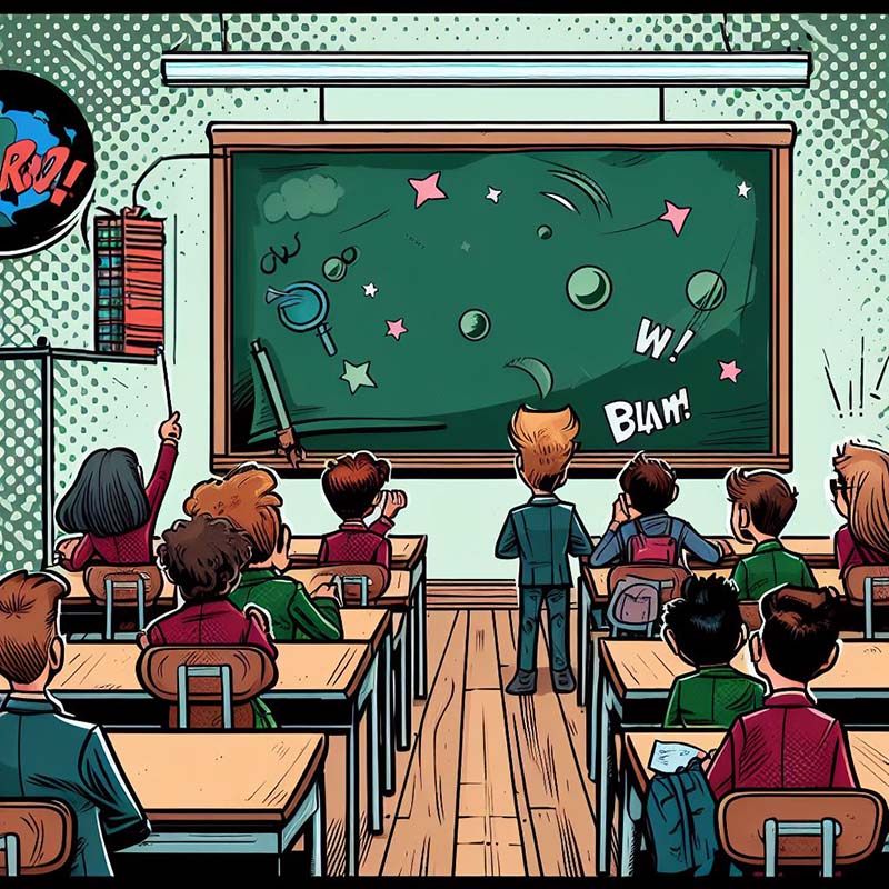 Comic KI-Bild Schulklasse