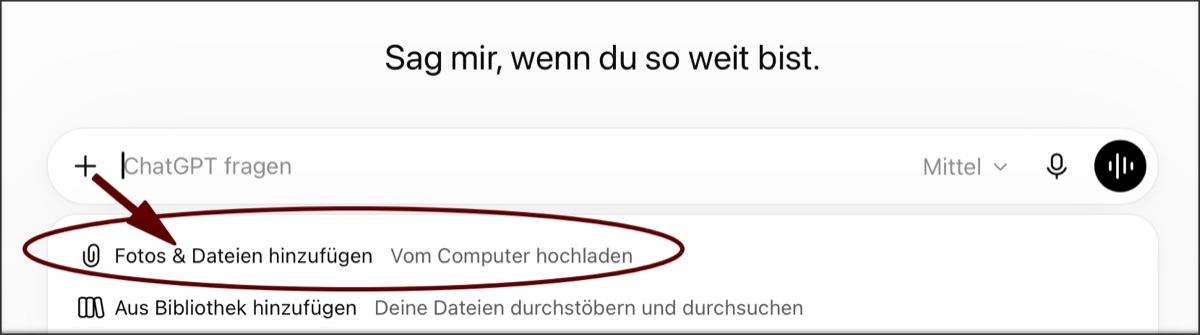 Screenshot ChatGPT Datei hochladen