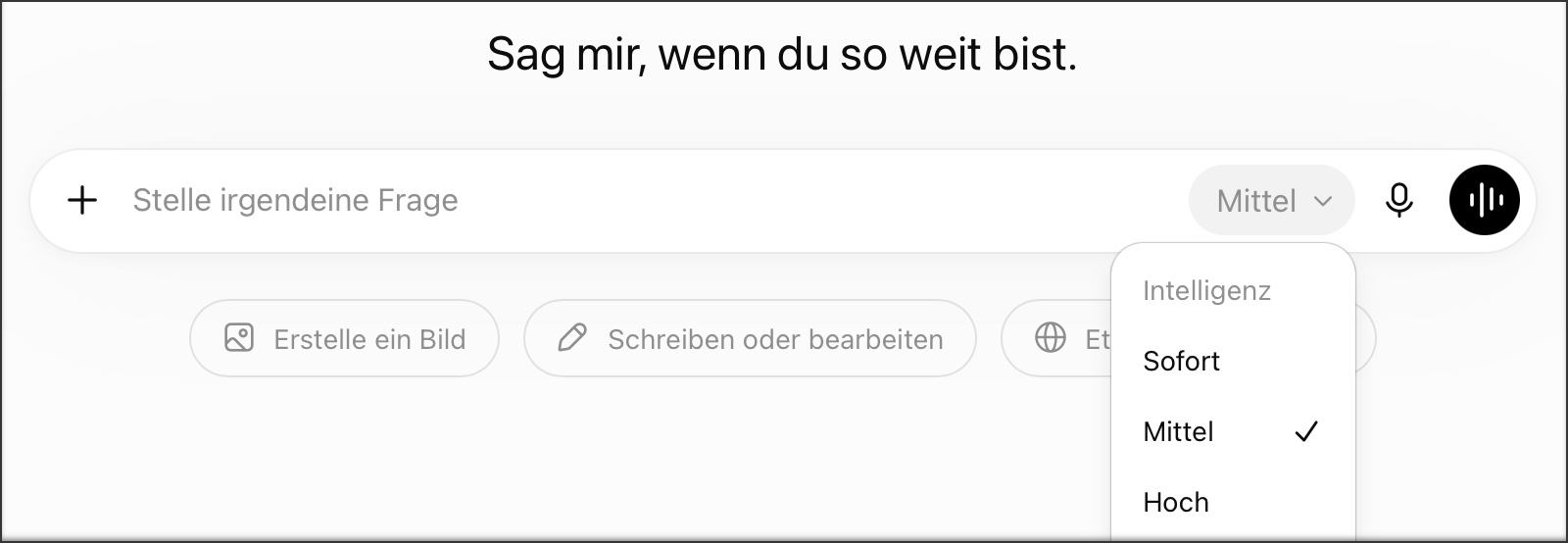 Auswahl des Sprachmodells bei ChatGPT