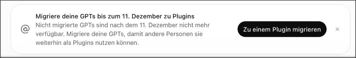 GPT - Plugin - Migration Meldung
