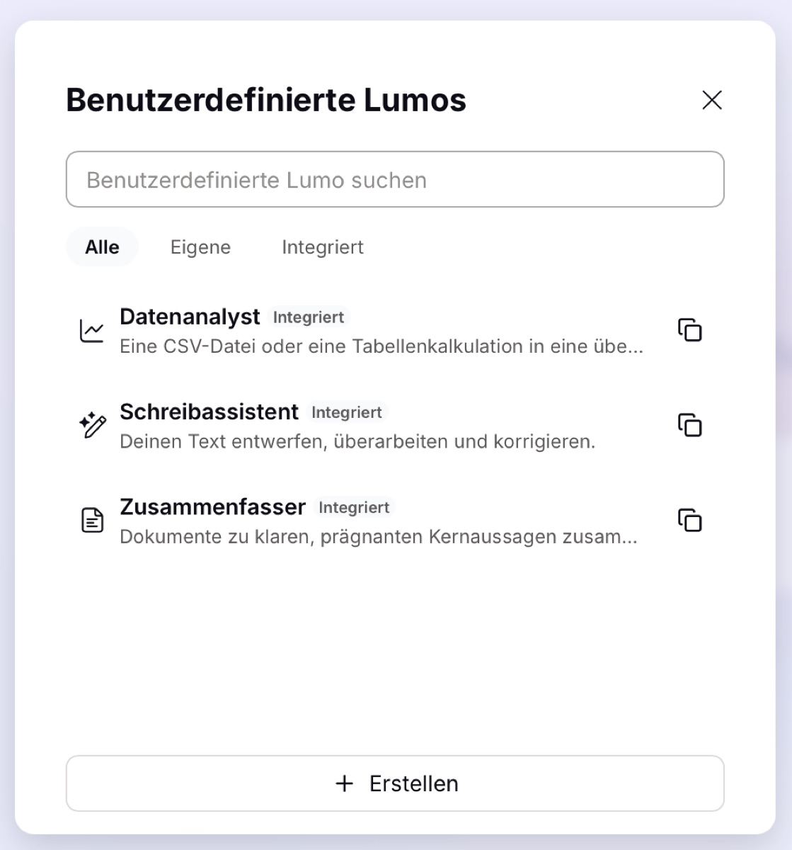 Benutzerdefiniere Lumos erstellen