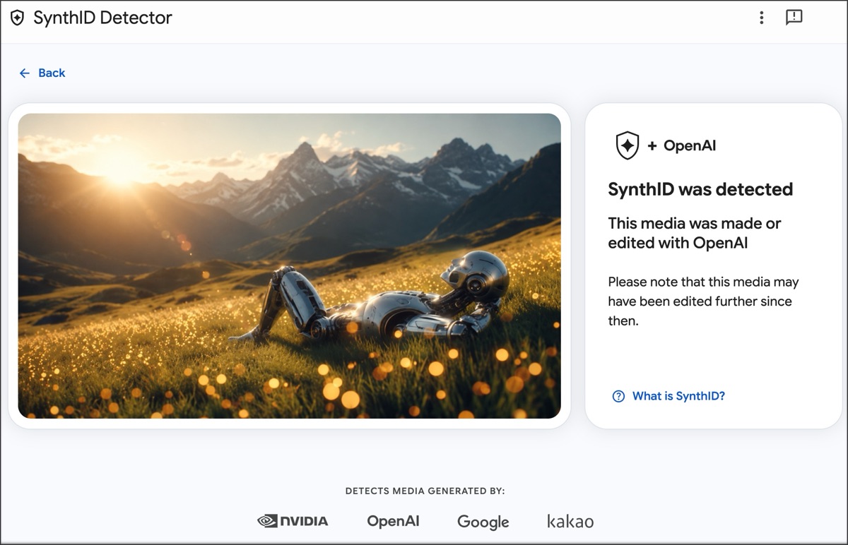 SynthID Detector Ergebnis
